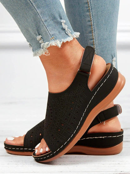 LP | Modello etnico punzonato con velcro cavo Sandalo retrò