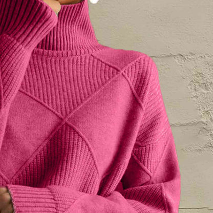 LP | Maglione chic a collo alto in maglia geometrica