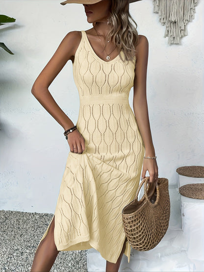 LP | Abito lungo senza maniche in maglia con stile cappotto