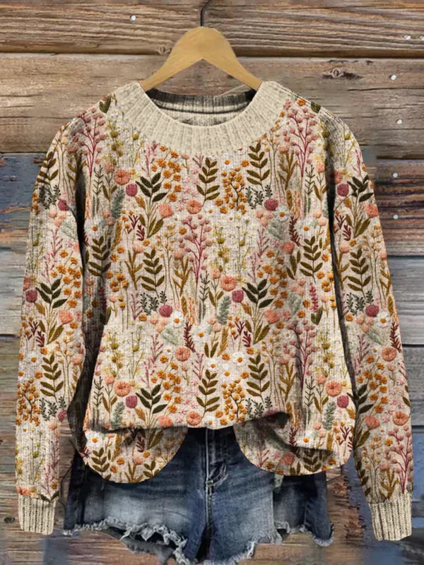 LP | Maglione vintage in maglia floreale