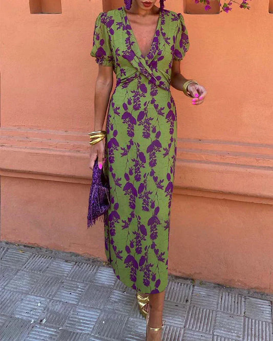 LP | Maxi abito elegante con maniche a sbuffo per donna