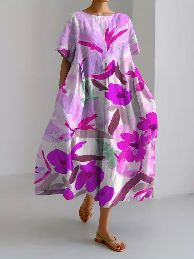 LP | Abito casual allentato da donna con design floreale retrò