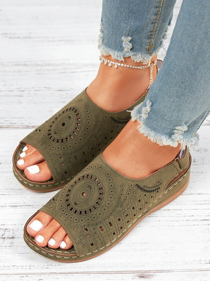 LP | Modello etnico punzonato con velcro cavo Sandalo retrò