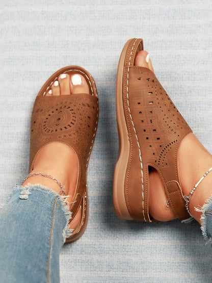 LP | Modello etnico punzonato con velcro cavo Sandalo retrò