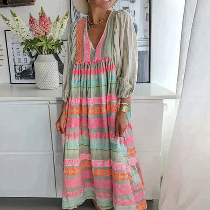 LP | Maxi abito a maniche lunghe con scollo a V
