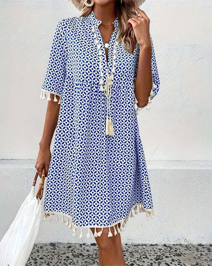 LP | Tania - Mini abito a maniche corte blu groovy