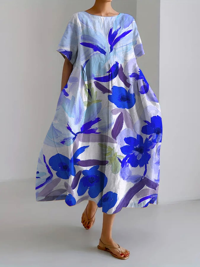LP | Abito casual allentato da donna con design floreale retrò