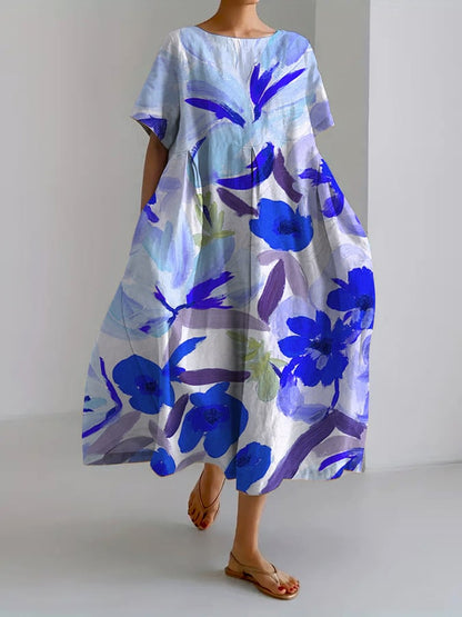 LP | Abito casual allentato da donna con design floreale retrò