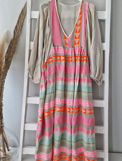 LP | Maxi abito a maniche lunghe con scollo a V