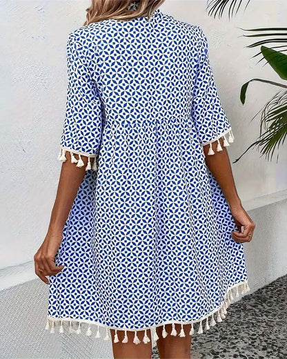 LP | Tania - Mini abito a maniche corte blu groovy