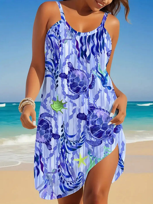 LP | Full Size Mini abito cami stampato con scollo rotondo Plus Size