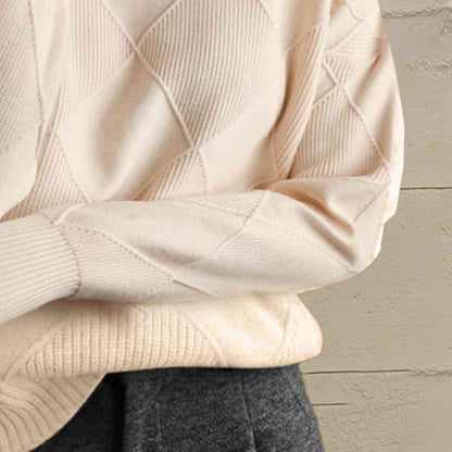 LP | Maglione chic a collo alto in maglia geometrica