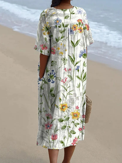 LP | Abito casual vintage con motivo floreale per donna