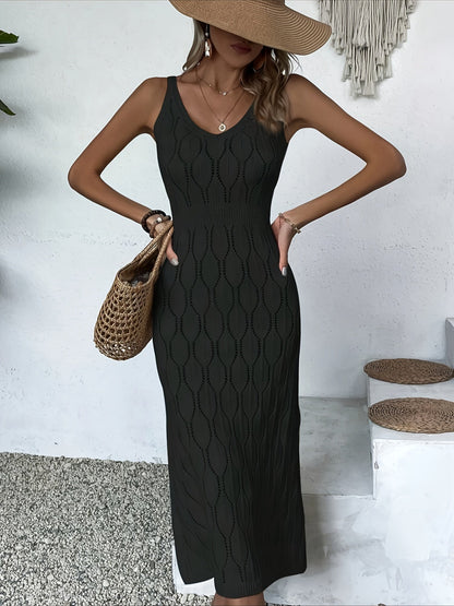 LP | Abito lungo senza maniche in maglia con stile cappotto