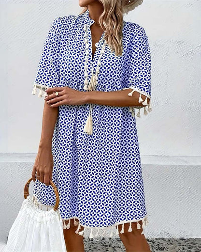 LP | Tania - Mini abito a maniche corte blu groovy