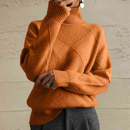 LP | Maglione chic a collo alto in maglia geometrica
