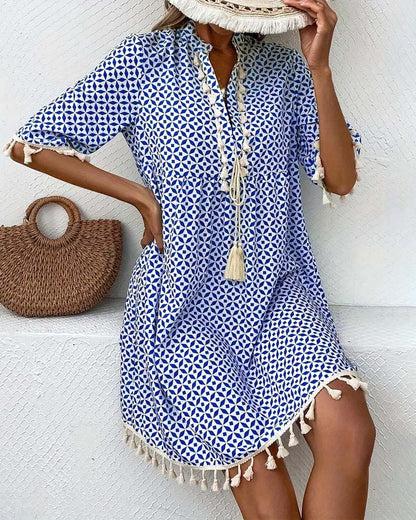 LP | Tania - Mini abito a maniche corte blu groovy