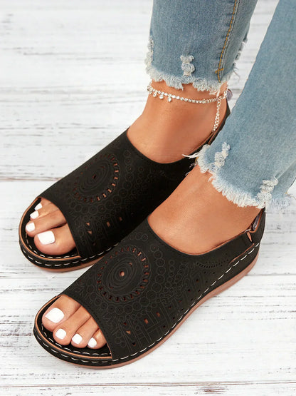 LP | Modello etnico punzonato con velcro cavo Sandalo retrò