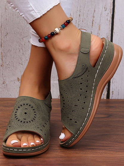 LP | Modello etnico punzonato con velcro cavo Sandalo retrò