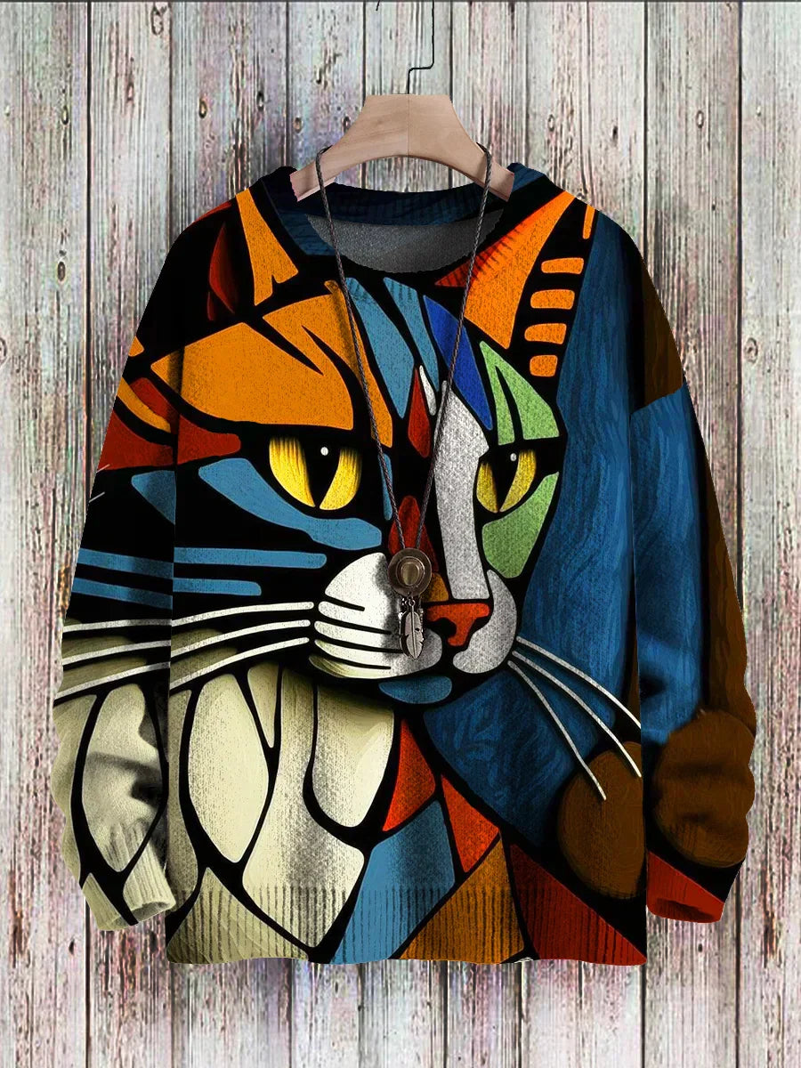 LP | Maglia astratta con motivo a gatto