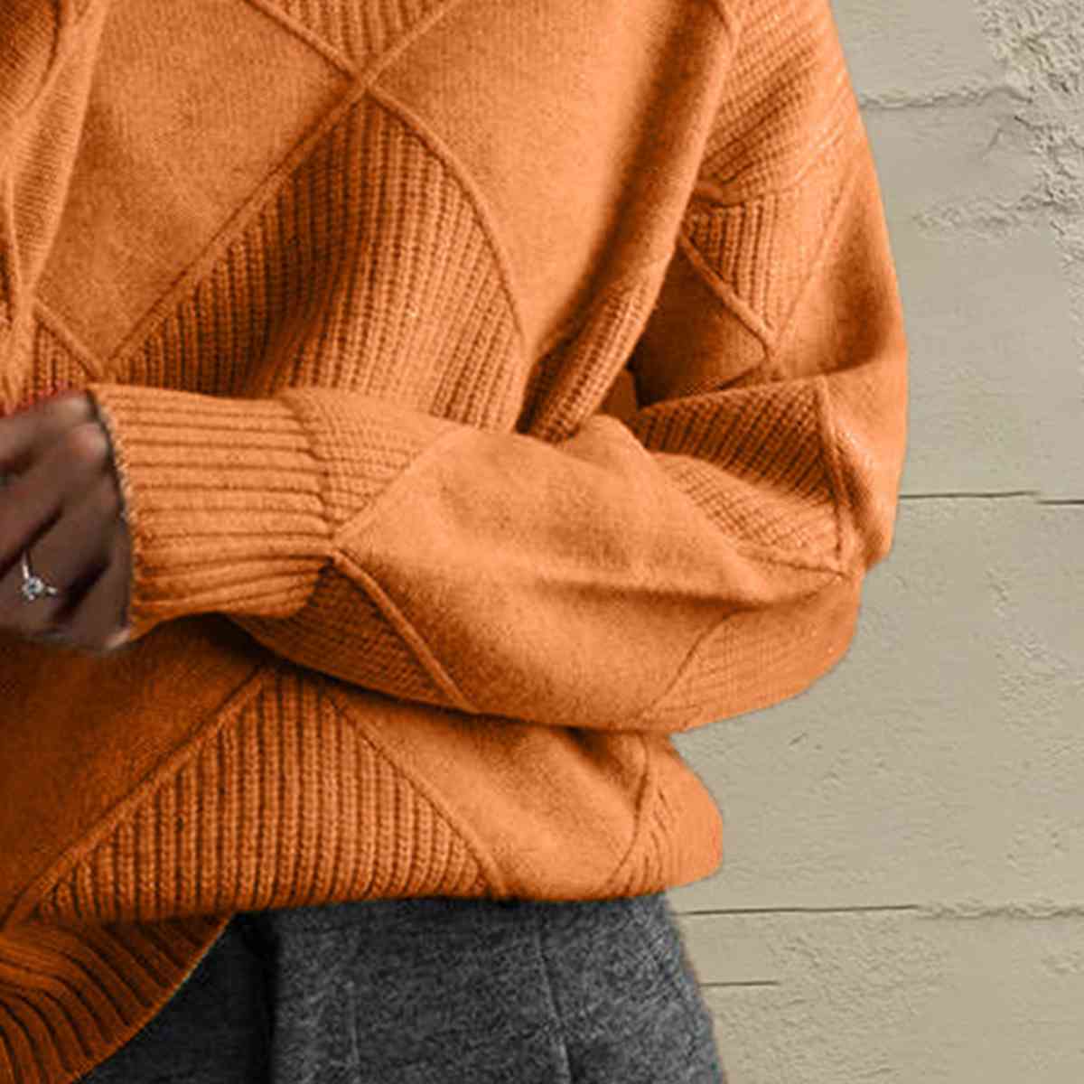 LP | Maglione chic a collo alto in maglia geometrica