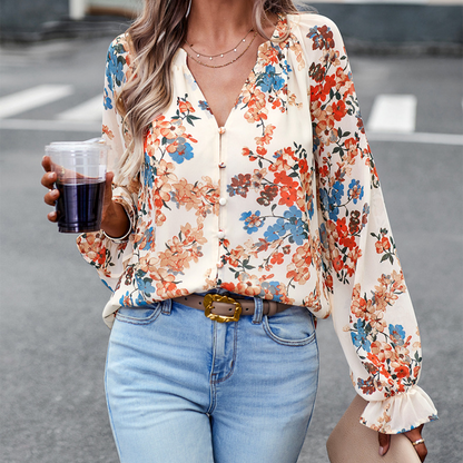 LP | Top a maniche lunghe alla moda e versatile con motivo floreale