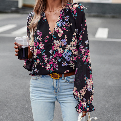 LP | Top a maniche lunghe alla moda e versatile con motivo floreale
