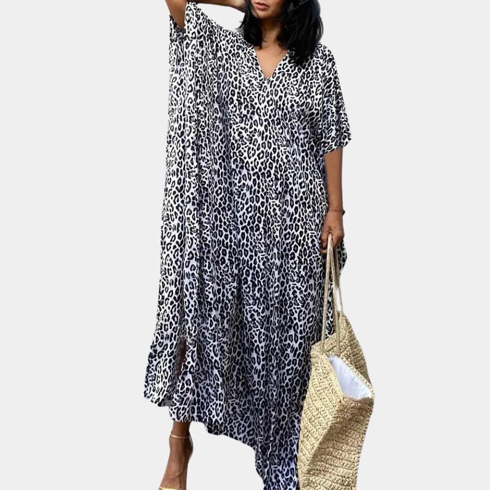 LP | Maxi abito con stampa leopardata per donna