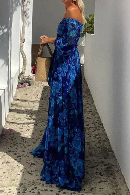 LP | Maxi abito floreale smocked off-the-shoulder per le feste