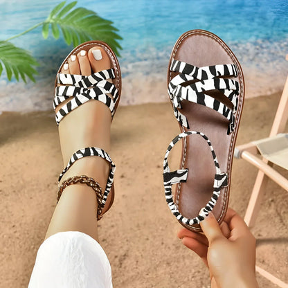 LP | Sandali piatti con stampa leopardo