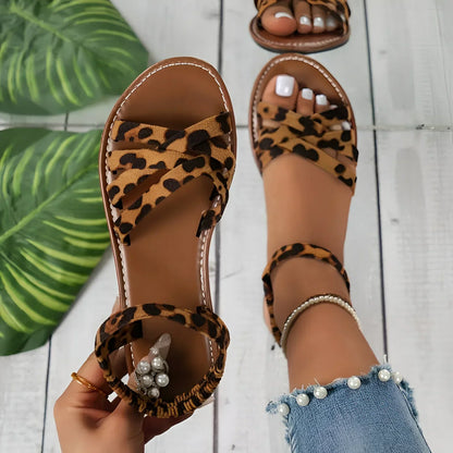 LP | Sandali piatti con stampa leopardo