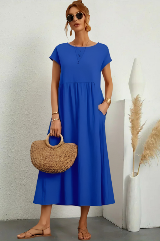 LP | Elegante abito midi con scollo rotondo e stile senza tempo