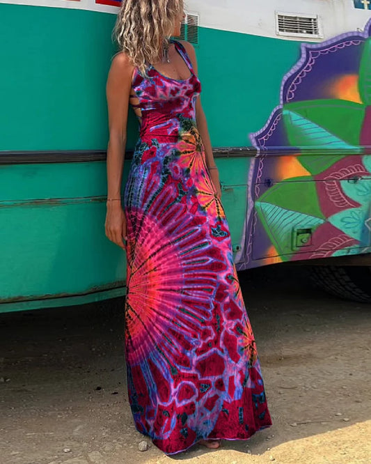 LP | Maxi abito con pizzo e motivo batik