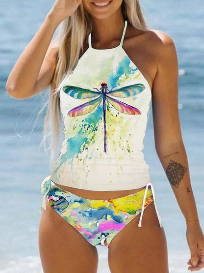 LP | Elegante costume da bagno stampato a collo alto