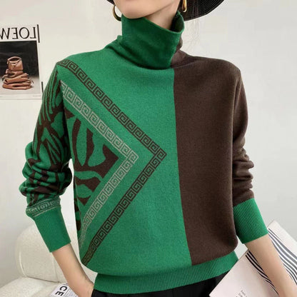 LP | Maglia chic con scollo a tartaruga e motivo geometrico