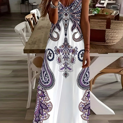 LP | signore maxi abito retrò stampa tribale signore sciolto una linea maxi abito partito strada moda casual abito lungo per le donne