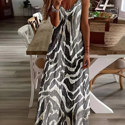 LP | signore maxi abito retrò stampa tribale signore sciolto una linea maxi abito partito strada moda casual abito lungo per le donne