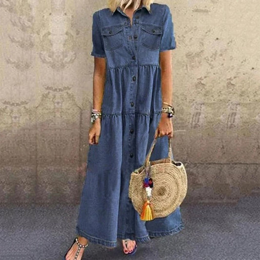 LP | Maxi abito elegante in stile denim