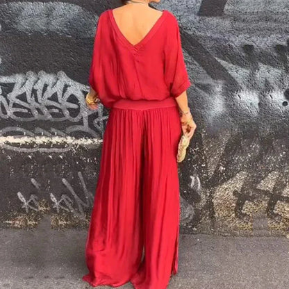 LP | Elegante top in chiffon con pantaloni due pezzi
