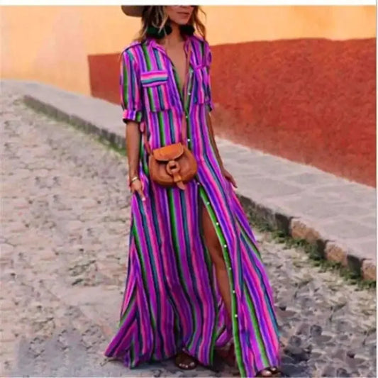 LP | Maxi abito lungo casual a righe