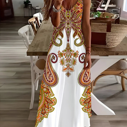 LP | signore maxi abito retrò stampa tribale signore sciolto una linea maxi abito partito strada moda casual abito lungo per le donne