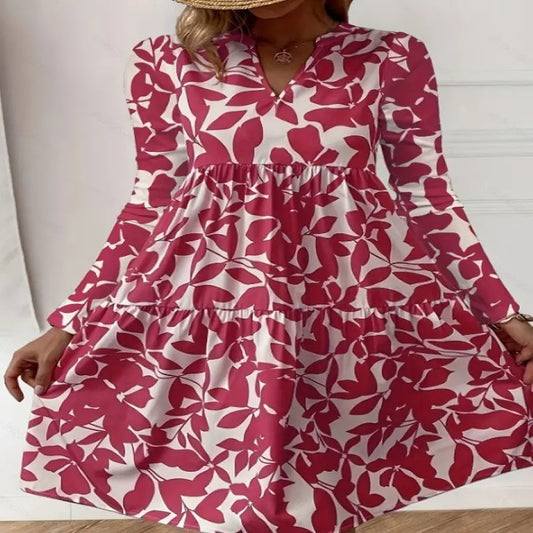 LP | 2024 Donna Estate Elegante Scollo a V Linea Plissettata Sundress Boho Stampa Mini Vestito Casual Allentato Oversize Spiaggia Sundress