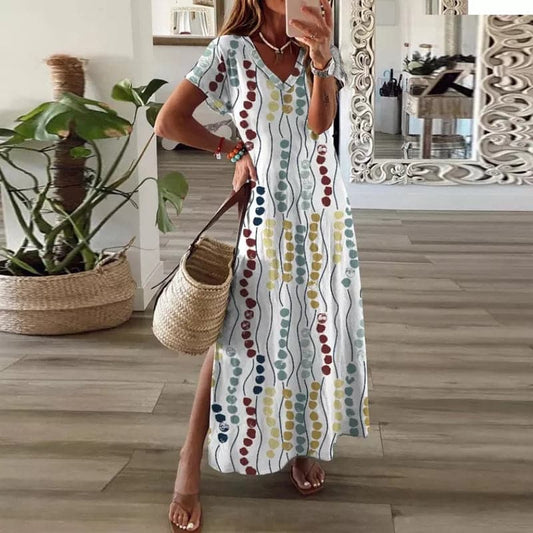LP | Maxi abito colorato con scollo a V