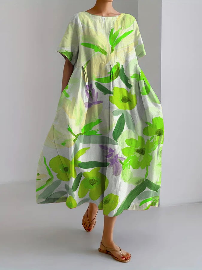 LP | Abito casual allentato da donna con design floreale retrò