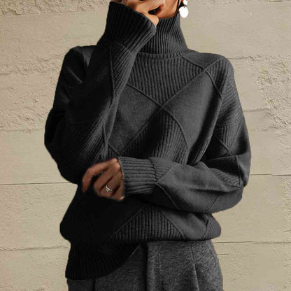 LP | Maglione chic a collo alto in maglia geometrica