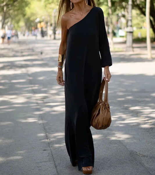 LP | Maxi abito con spalla elasticizzata