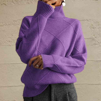 LP | Maglione chic a collo alto in maglia geometrica