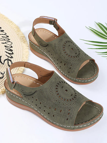 LP | Modello etnico punzonato con velcro cavo Sandalo retrò