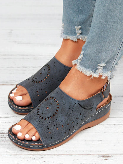 LP | Modello etnico punzonato con velcro cavo Sandalo retrò