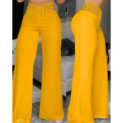 LP | Pantaloni svasati in elastan con vita incrociata